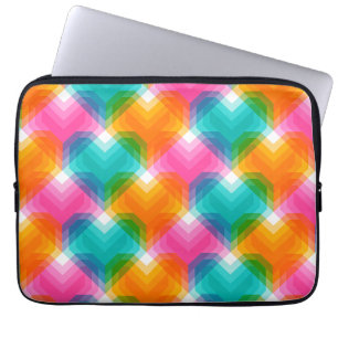 Geometric hearts in psychedelic colours (1) laptop sleeve