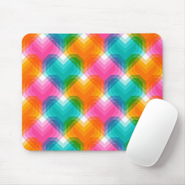 Geometric hearts in psychedelic colours (1) mouse pad (With Mouse)