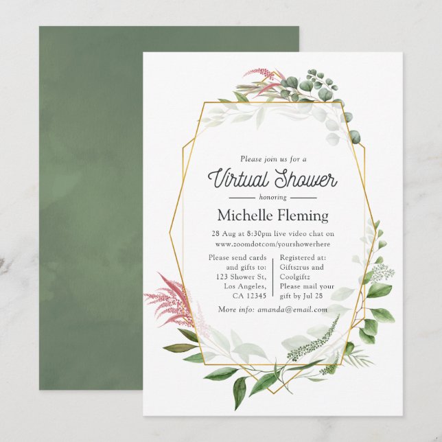 Geometric Herbarium Virtual Shower Invitation (Front/Back)