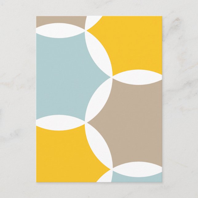 Geometric Hexagon Circle Yellow Blue Pattern Postcard (Front)