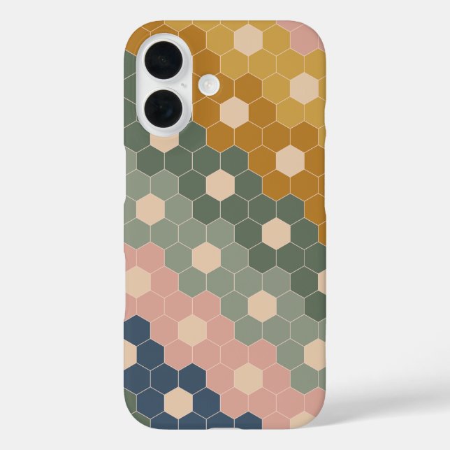 Geometric Hexagon Floral Shapes Earthy Green Pink Case-Mate iPhone Case (Back)