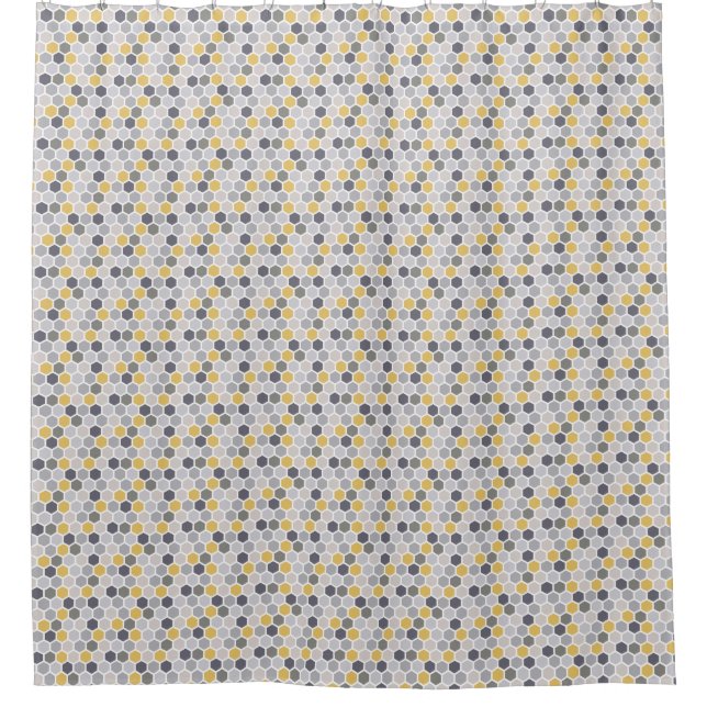 Geometric Hexagon Grey Yellow Modern Print (Front)