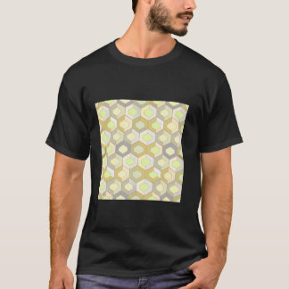 GEOMETRIC HEXAGON PATTERN LIGHT GREEN GREY AND DAR T-Shirt