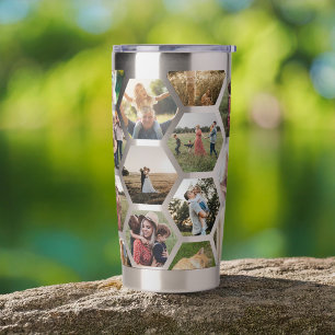 Geometric Hexagon Pattern Photo Collage Insulated Tumbler