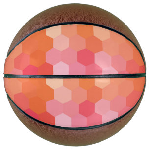 Geometric Hexagon Shapes Pink yellow Basketball