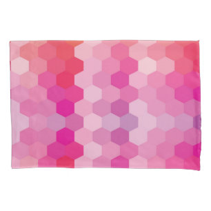 Geometric Hexagon Shapes Pink yellow Pillowcase