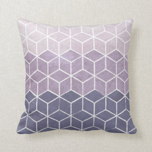Geometric Hexagons Purple and White Throw Pillow