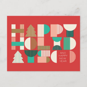 Geometric Holiday Cheer Postcard