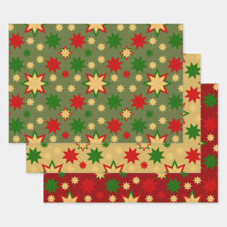 Geometric Holiday Star Wrapping Paper Sheet
