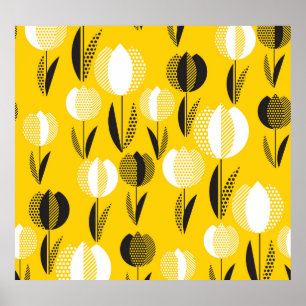 Geometric Holland Tulip Flower Pattern Poster