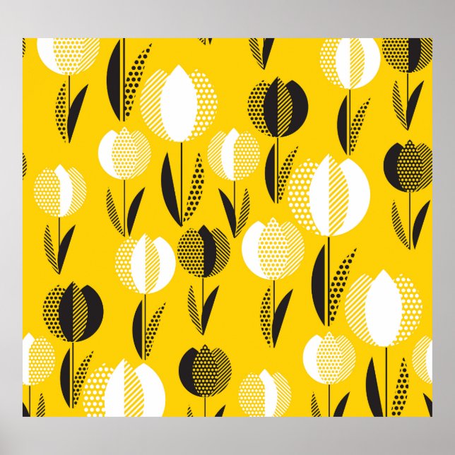 Geometric Holland Tulip Flower Pattern Poster (Front)