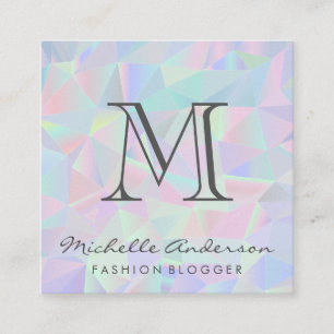 Geometric Holographic Background   Classic Monogra Square Business Card