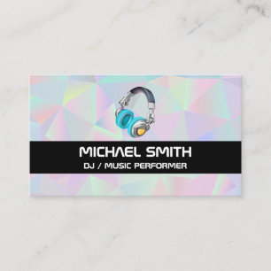 Geometric Holographic Background   Headphones Business Card
