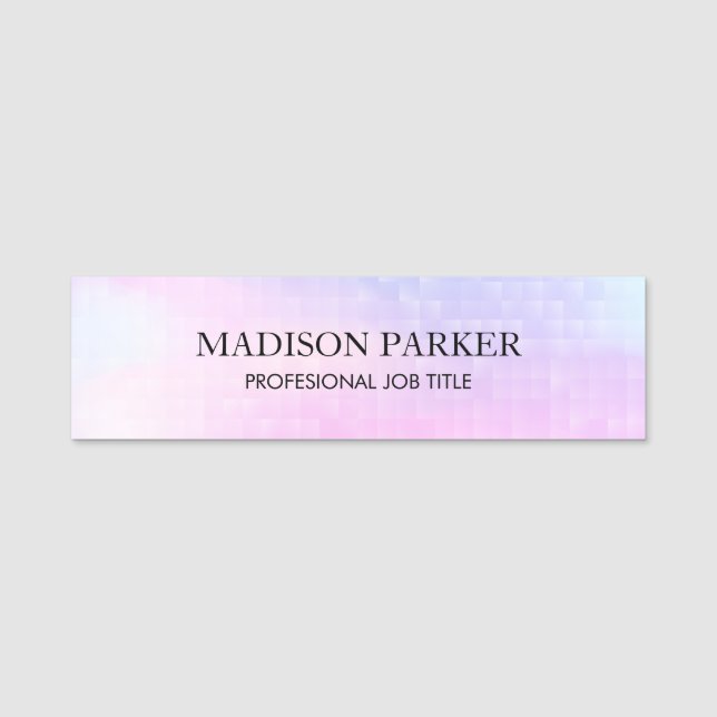 Geometric Holographic Background Name Tag (Front)