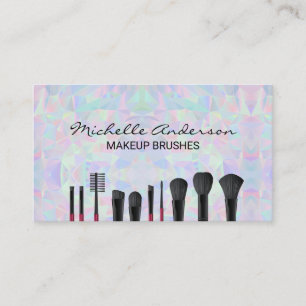 Geometric Holographic Design   Makeup Brushes  Business Card