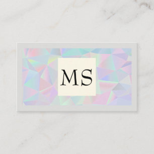 Geometric Holographic   Monogram and Border Business Card