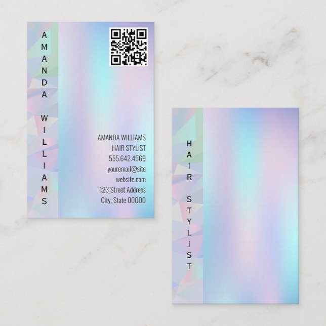 Geometric Holographic | QR Code Business Card (Front/Back)