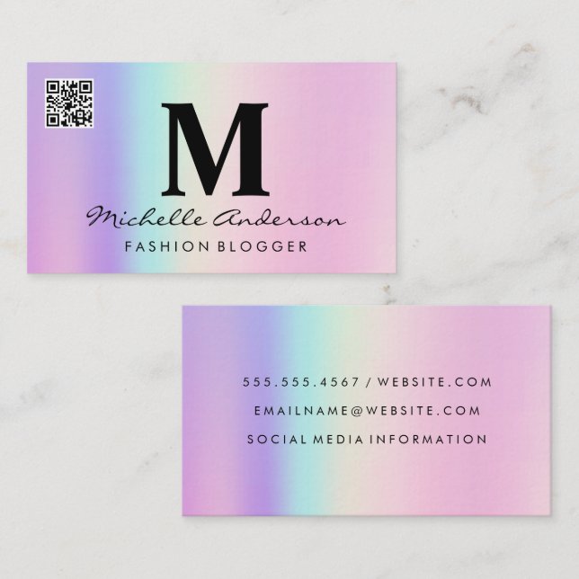 Geometric Holographic | QR Code Business Card (Front/Back)