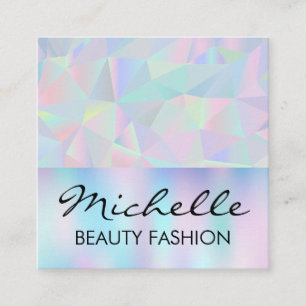 Geometric Holographic Retro Background Square Business Card