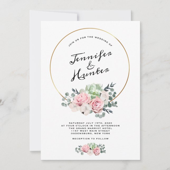 Geometric Hoop Floral Wedding Invitation (Front)