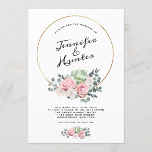 Geometric Hoop Floral Wedding Invitation