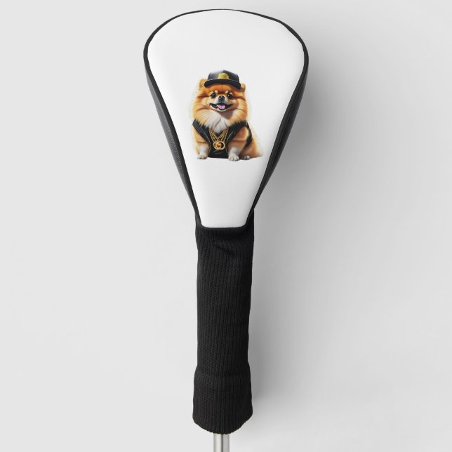 Geometric Husky Face Modern Art Design Golf Head Cover (Front)