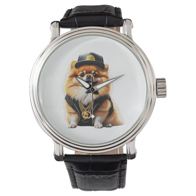 Geometric Husky Face Modern Art Design Watch (Front)