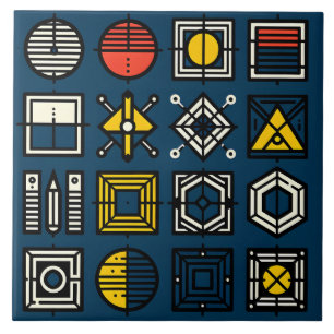 Geometric Icon Grid Ceramic Tile