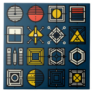 Geometric Icon Grid Ceramic Tile
