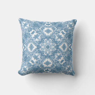 Geometric Icy Blue Snowflake Throw Pillow