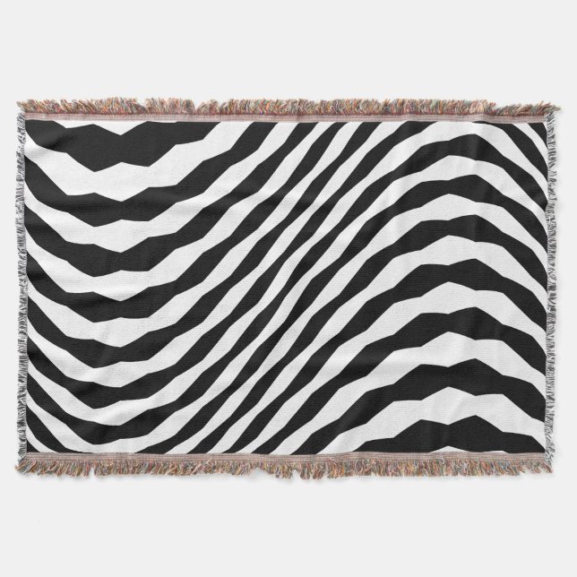 Geometric illusion black + your colour of choice throw blanket (Front)