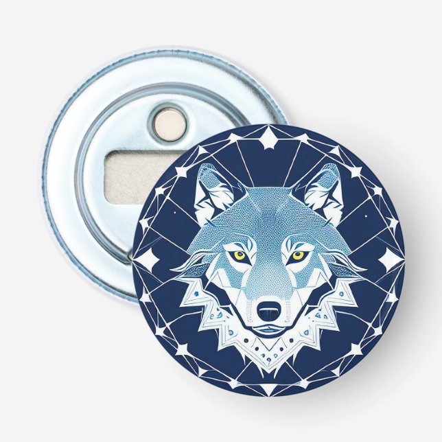 Geometric Illustration of a Wolf Bottle Opener (Front)