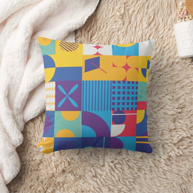 Geometric in square orientation abstract throw pillow (Blanket)