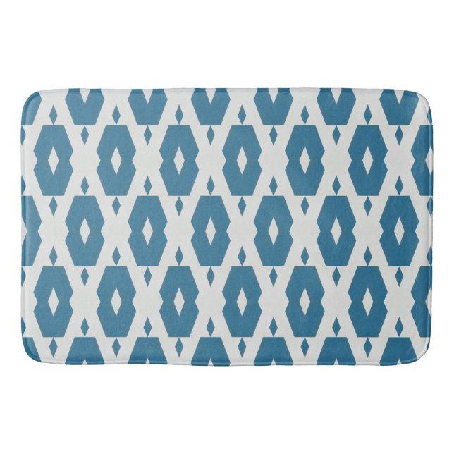 Geometric Indigo Diamond Bath Mat Large (Front)