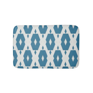 Geometric Indigo Diamond Bath Mat Small
