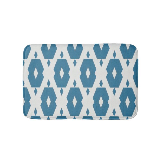 Geometric Indigo Diamond Bath Mat Small (Front)
