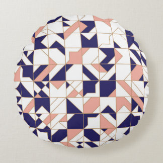 Geometric intricate, vintage modern, seamless patt round pillow