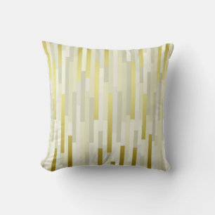Geometric IT Lines Stripes Mustard White Grey Gold Throw Pillow