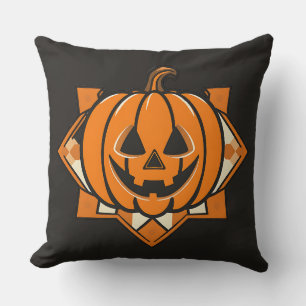 Geometric Jack‑O’‑Lantern Halloween  Throw Pillow