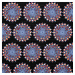 Geometric Kaleidoscope Mandala Pattern Black Red Fabric