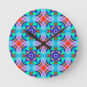 Geometric Kaleidoscopic Mandala Pattern Round Clock