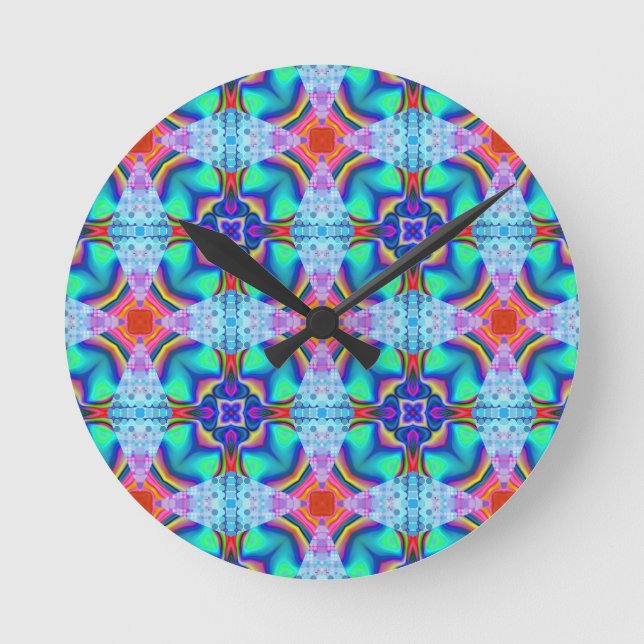 Geometric Kaleidoscopic Mandala Pattern Round Clock (Front)