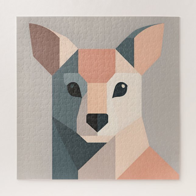 Geometric Kangaroo Portrait Minimalist  Jigsaw Puzzle (Vertical)