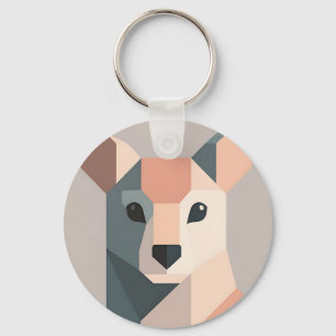 Geometric Kangaroo Portrait Minimalist Keychain