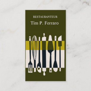 Geometric  Kitchen Utensils Catering Cooking Chef Business Card