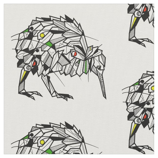 Geometric kiwi bird fabric (Close Up)