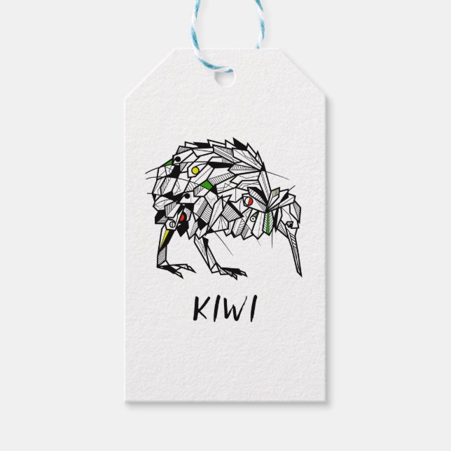 Geometric Koru kiwi Gift Tags (Front)