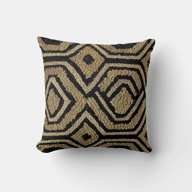 Geometric Kuba Cloth  Throw Pillow (Front)