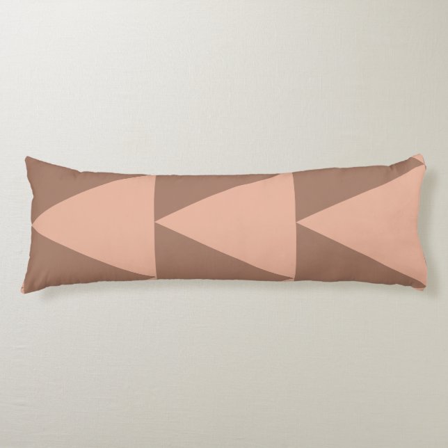 Geometric Large Triangles Mocha Mousse Dusty Pink Body Pillow (Front)