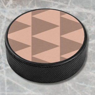 Geometric Large Triangles Mocha Mousse Dusty Pink Hockey Puck